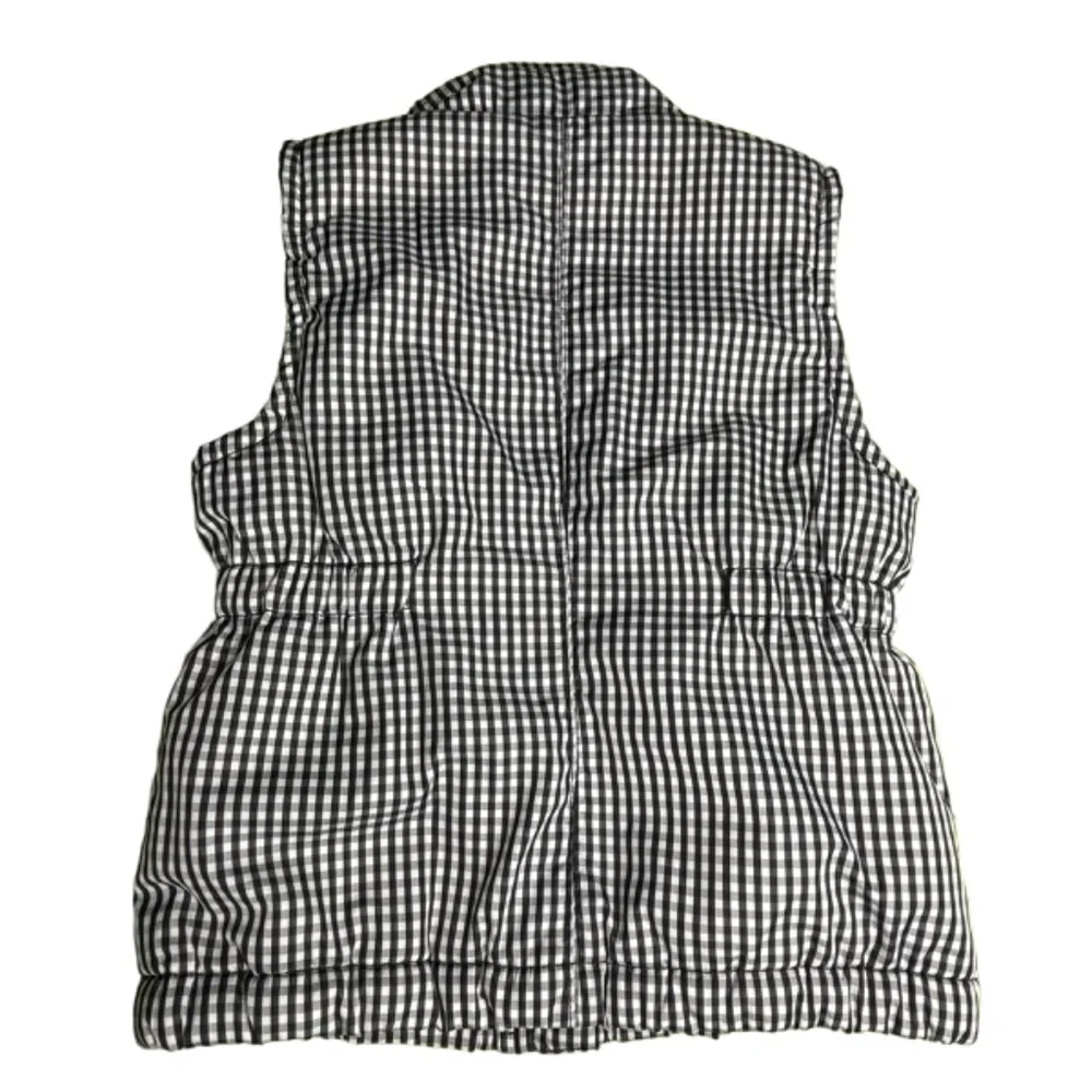 GAP Kids Girls Vest Jacket Black White Gingham Sherpa Lined‎ Zip Up Sleeveless